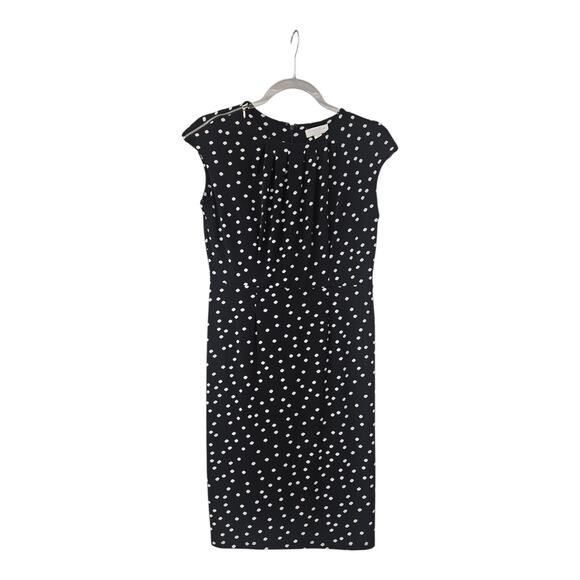 Charter Club PETITE 6P Dress Stretch Sleeveless Pleated Sheath Black White - Picture 1 of 10
